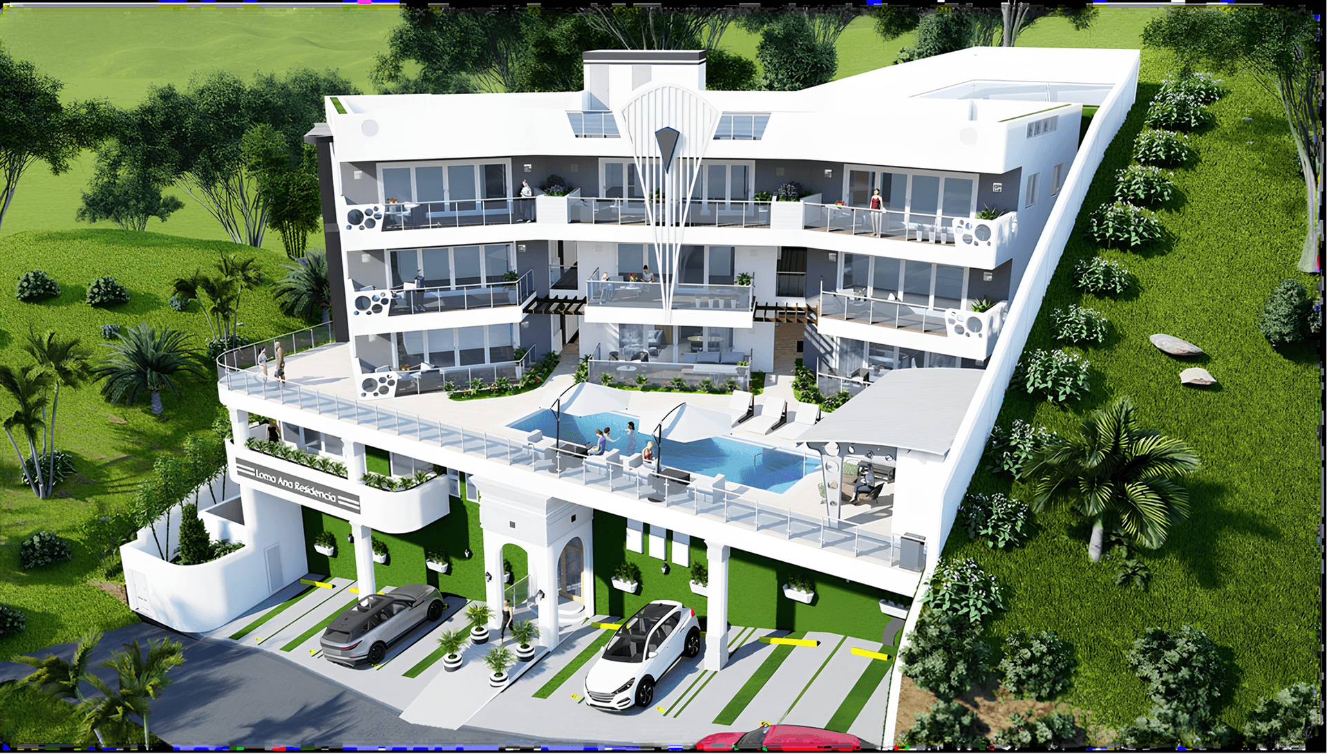 Condominios nuevos en una colina en el centro del pueblo en Center Town, Las Terrenas — En venta