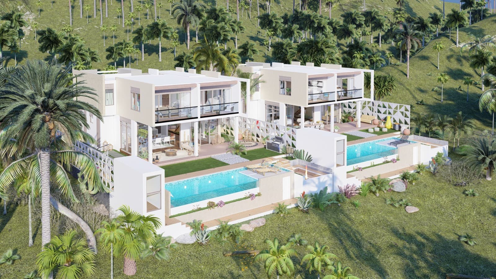2 villas con vista al mar y a la montaña en Abra Grande, Las Terrenas — En venta